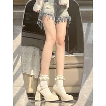 2025秋新款粗跟防滑单鞋防水台厚底玛丽珍鞋法式一字扣带高跟鞋女