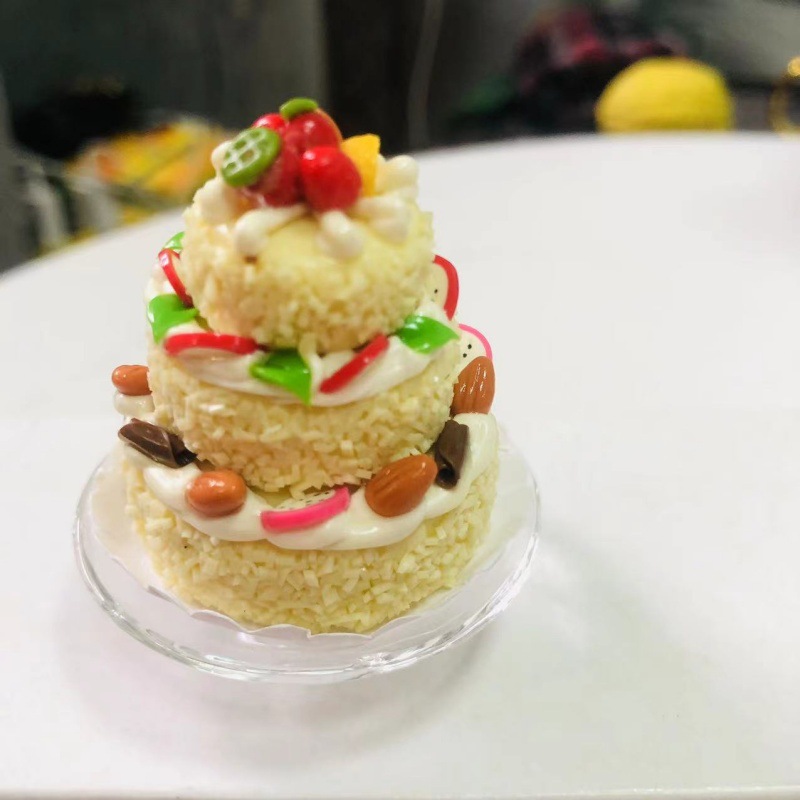 dollhouse仿真模型微縮食玩娃娃屋歐式粘土手工草莓蛋糕隨機出