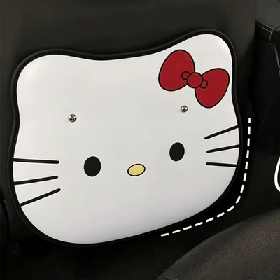 Cute Kitten Cartoon Seat Back Anti-Kick Pad for Ladies, Car Rear Seat Anti-Dirt Pad, Anti-Kick Mat (Chair back anti-kick pad) - white-cat