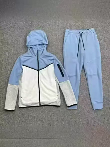 Camiseta con cremallera encapuchada transfronteriza para hombres primavera y otoño nueva chaqueta casual de ropa deportiva, pantalones de pies pequeños, dos piezas