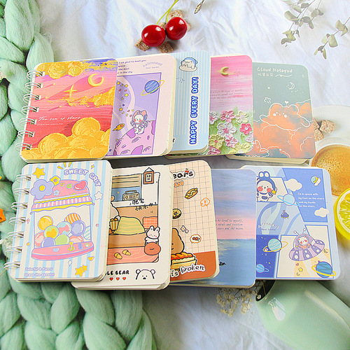 A7 Side-flip Coiled Notebook, Minimalist Loose-leaf Student Pocket Small Notebook, Cute Student Small Notebook, Fresh and Trendy Notepad Stationery