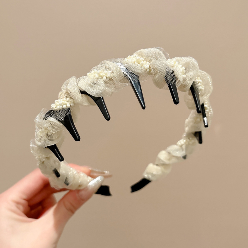 Diadema de pelo roto de malla de todo fósforo coreano, diadema de uso diario para mujeres, accesorios para el cabello, tocado de moda de alta gama