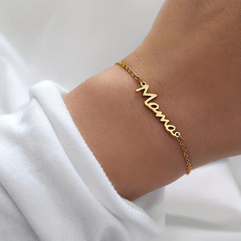 Mother'S Day Festival Letter Pattern Basic Simple Style Letter 304 Stainless Steel Cable Chain Bracelets In Bulk