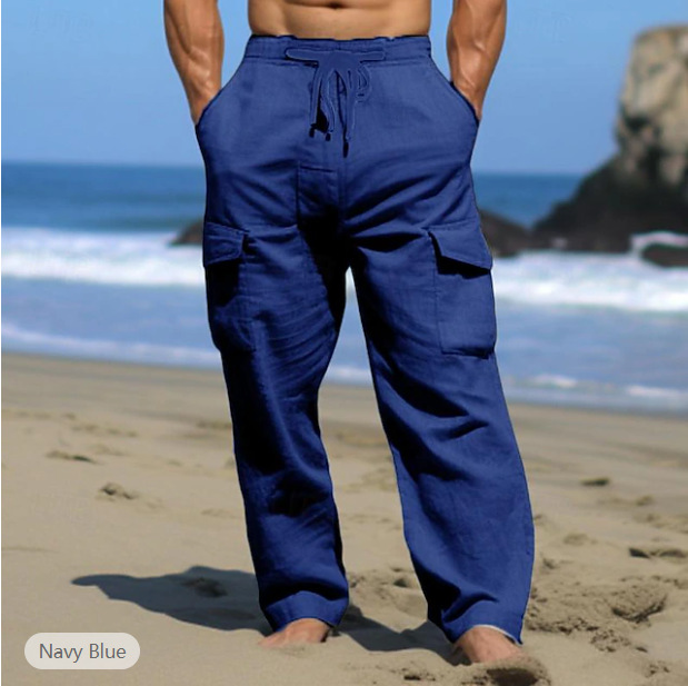 Herren Freizeithose Mit Kordelzug Gerade Geschnitten Für Sommer_voghion.com