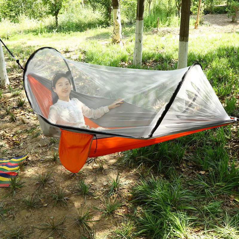 Быстрораскладывающийся гамак с москитной сеткой, для улицы и дома, для взрослых и детей, с защитой от опрокидывания, из хлопковой ткани, домашний шезлонг, Amazon