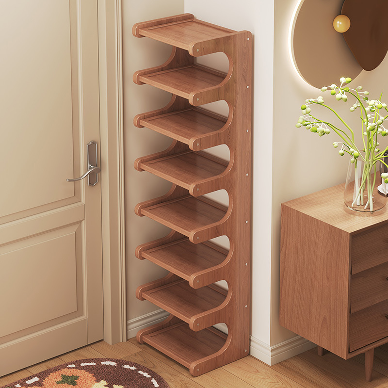 Estante para zapatos simple y estrecho, almacenamiento en la puerta del hogar, espacio de ahorro de espacio de varios pisos, esquina de la puerta, estante pequeño, zapatero