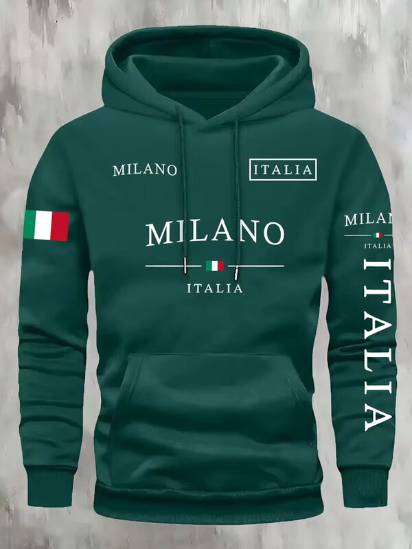 Italy Milan Men's and Women's Sweatshirts Outdoor Street Casual Sports Vacation Trend Spring Autumn Winter Couple Sweatshirts