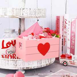跨境木制收纳盒情人节糖果盒 粉色惊喜盒 聚会浪漫收纳盒
