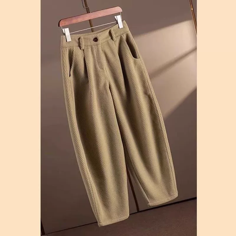 Верхняя часть тела слишком чувствует ~ Двухцветные брюки бабушки Харун женские грушевидные шикарные брюки этого года простые