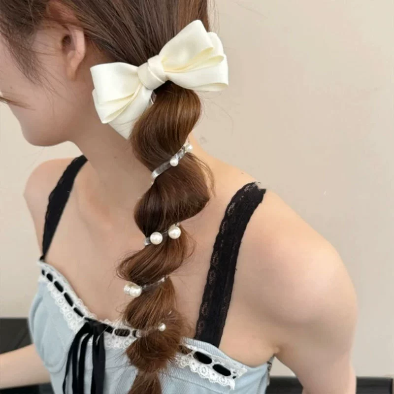 Модный телефонная жемчужина с бантом, изысканная Ponytail, зажим для волос, аксессуар для волос, Южная Корея