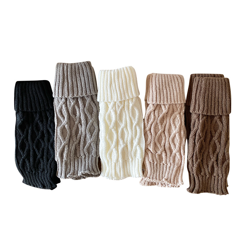 Leg Warmers Cotton Socks Women's Knitted Wool Warm Stacked Socks Mid Length Diamond Shaped Turn Down Socks Autumn And Winter Retro Calf Leg Covers_voghion.com