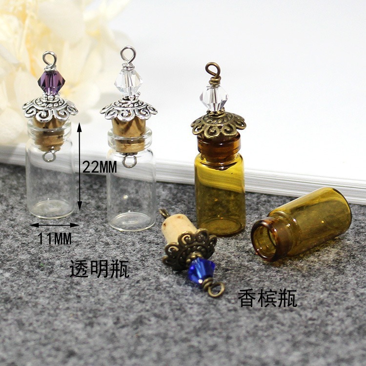 メーカー卸売りミニ透明コルク栓願い事瓶漂流瓶DIY手作り小型ガラス瓶ペンダント|undefined