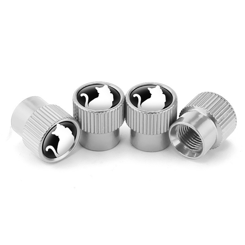 Kitten car valve cap aluminum alloy universal tire valve cap durable rust-proof air leakage 4 Pack