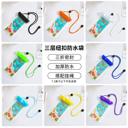 Waterproof phone case lanyard, neck strap, fluorescent PVC transparent phone waterproof swimming drift diving protective bag for wholesale