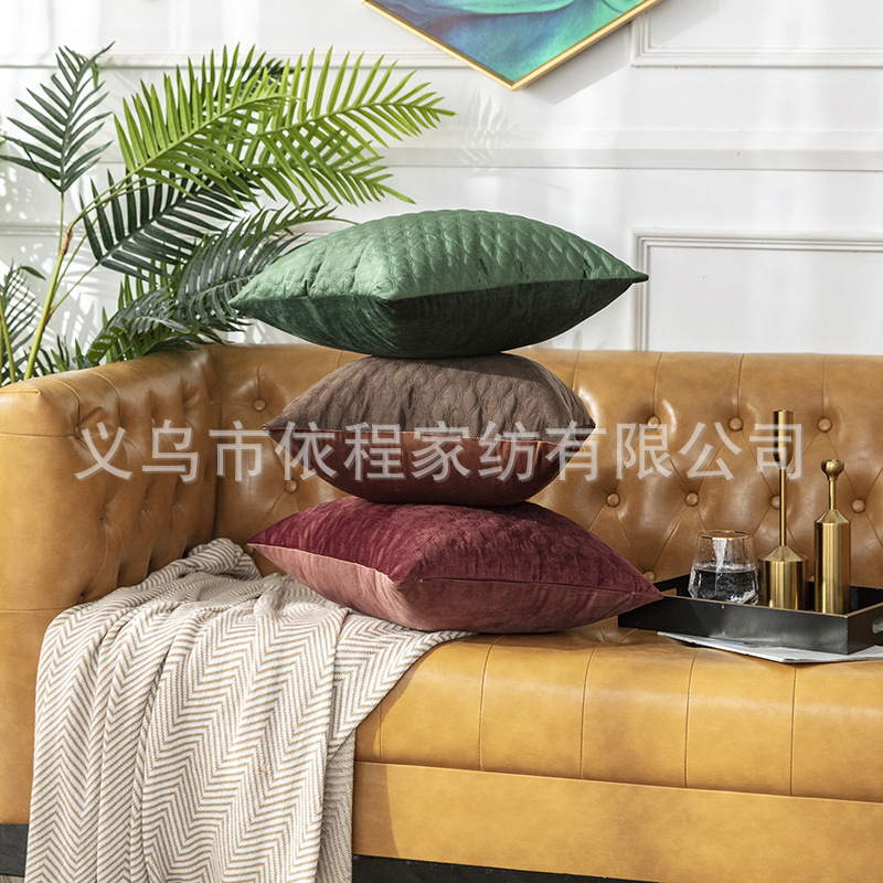 純色麗絲絨北歐風枕套亞馬遜家居禮品天鵝絨靠墊套ins網紅抱枕