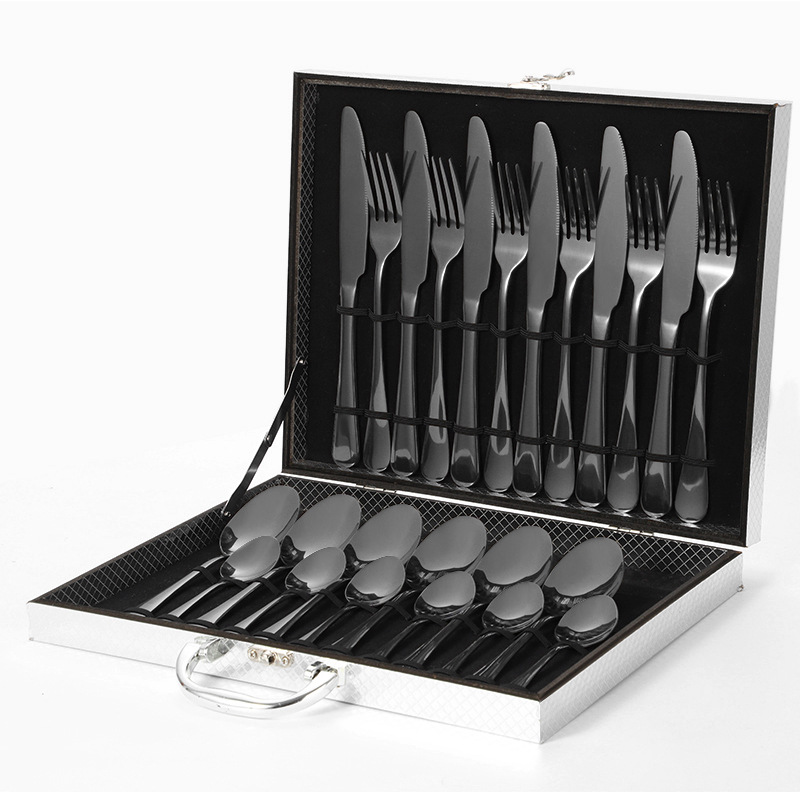 1010 블랙 나이프, 포크, 스푼 24개(실버박스)
