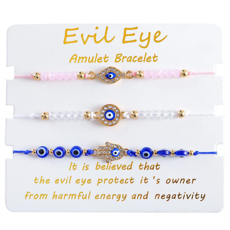 Cross-Border Devil's Eye Couple Set Evileye Hand-Woven Crystal Beads Adjustable Devil's Eye Bracelet Cross-Border Devil's Eye Couple Set Evileye Hand-Woven Crystal Beads Adjustable Devil's Eye Bracelet