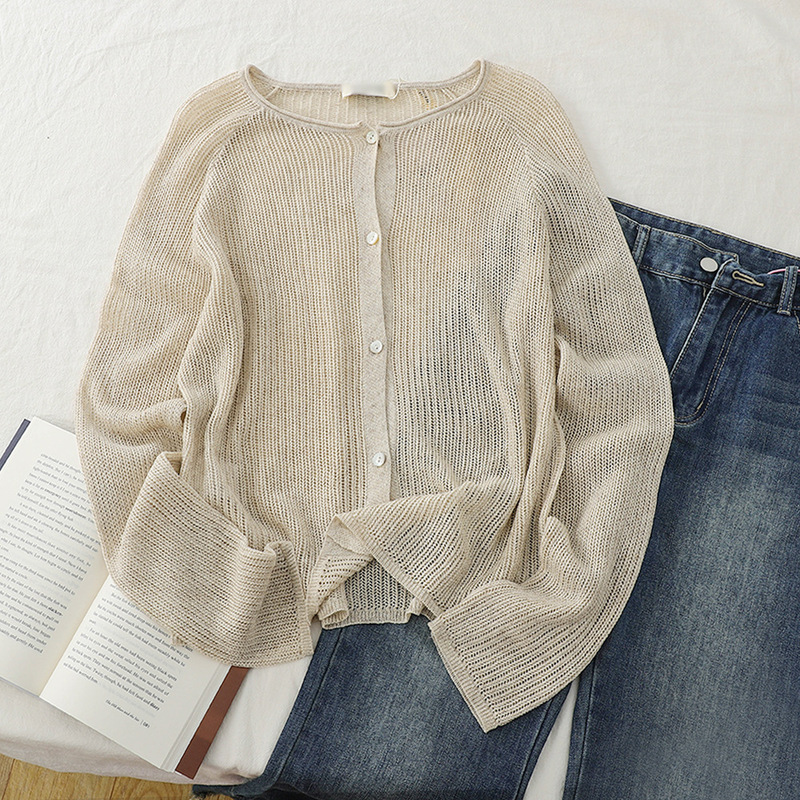 Bargain~ Tencel Linen Knit Sunscreen Cardigan for Women, Thin Breathable Hollow Long Sleeve Air Conditioning Top Bargain~ Tencel Linen Knit Sunscreen Cardigan for Women, Thin Breathable Hollow Long Sleeve Air Conditioning Top