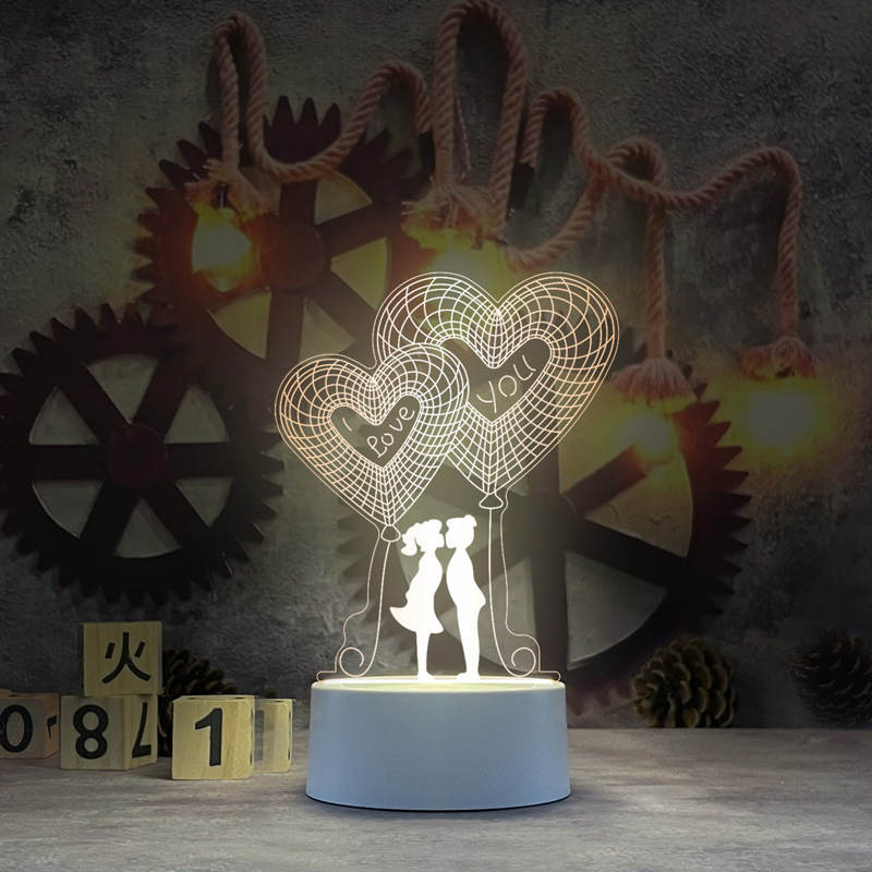 Nueva y única lámpara de noche 3D de acrílico, lámpara de escritorio USB, lámpara de noche para dormitorio, lámpara LED creativa, regalo de regreso a clases, Día del Trabajo