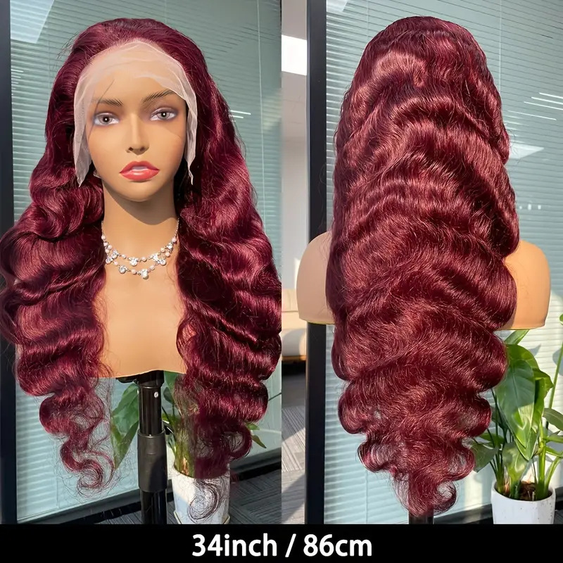 Front Lace Wig Front Lace Wig Women's Center Split Wine Red Large Wave Long Curly Hair Full Head Set Wholesale