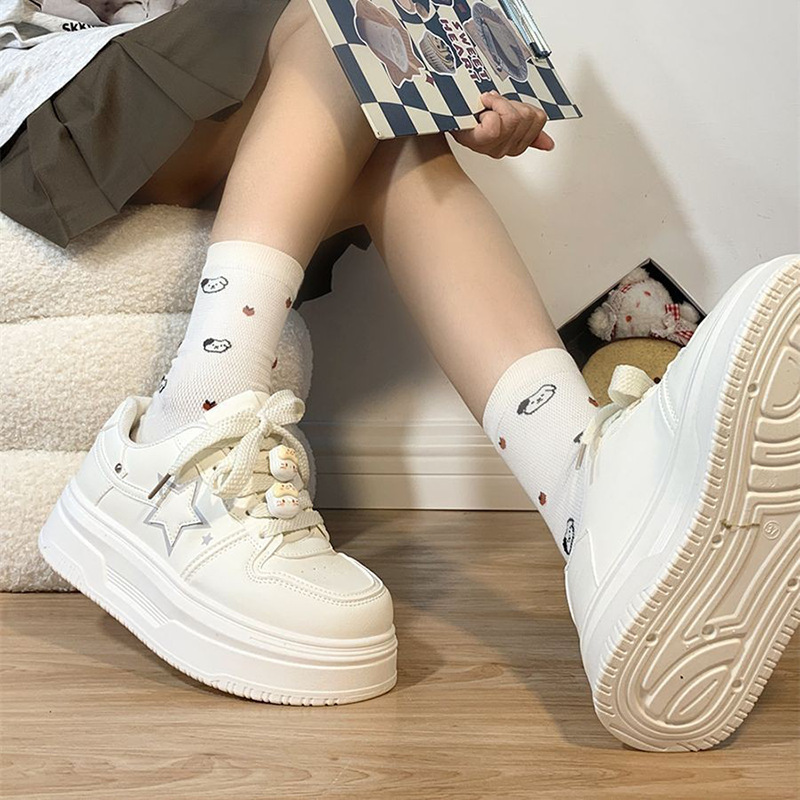 Girls' sneaker 2025 Spring and Autumn New Soft Sole All-match White Shoes Children's Star Middle and Big Children's Casual Board Shoes