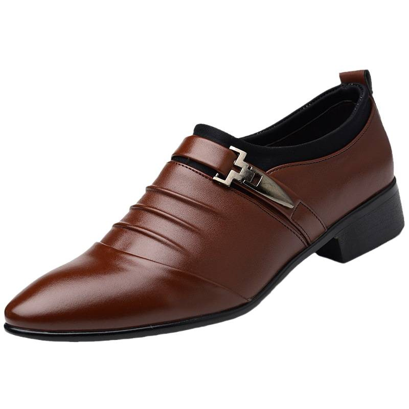 Transfronterizos 48 zapatos de cuero casuales de negocios con un pie zapatos de moda juvenil zapatos perezosos zapatos de punta peinado zapatos de cuero zapatos de hombre image 5