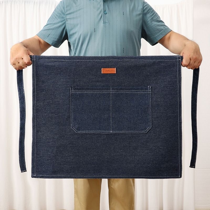 Summer fashion half-length thin work apron for women in the kitchen, denim, home use, catering, baking, 2025 new model