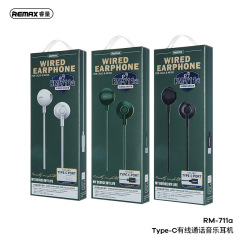 Remax入耳式イヤホン線制御適用華為TYPE-C有線k歌通話音楽イヤホンRM-711a