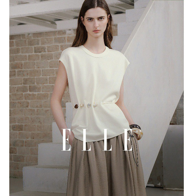 Off-White High-End Round-Neck Sleeveless Short-Sleeve Women's 2026 Spring New Style Wide-Shoulder Casual Inner Wear T-Shirt