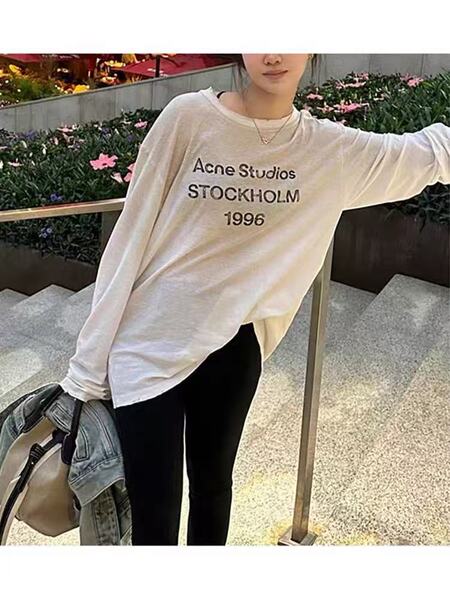 한국 스타일 이른 봄 얇은 편지 긴팔 티셔츠 느슨한 캐주얼 올매치 게으른 여름 선 스크린 블라우스 최고 여성 의류