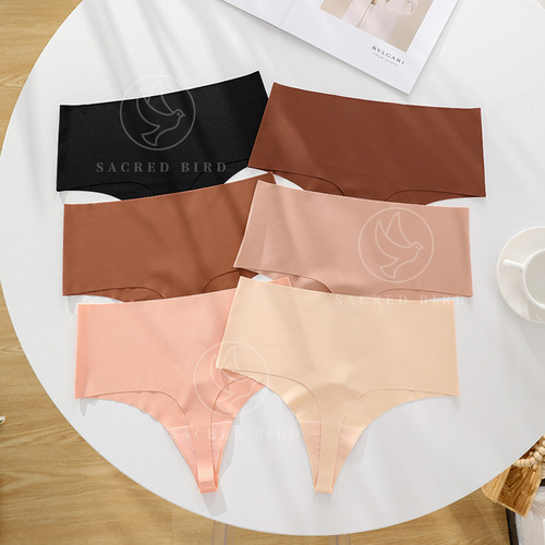European and American high-waisted new pure cotton crotch large size seamless one-piece quick-drying sexy underwear thong women's t-pants