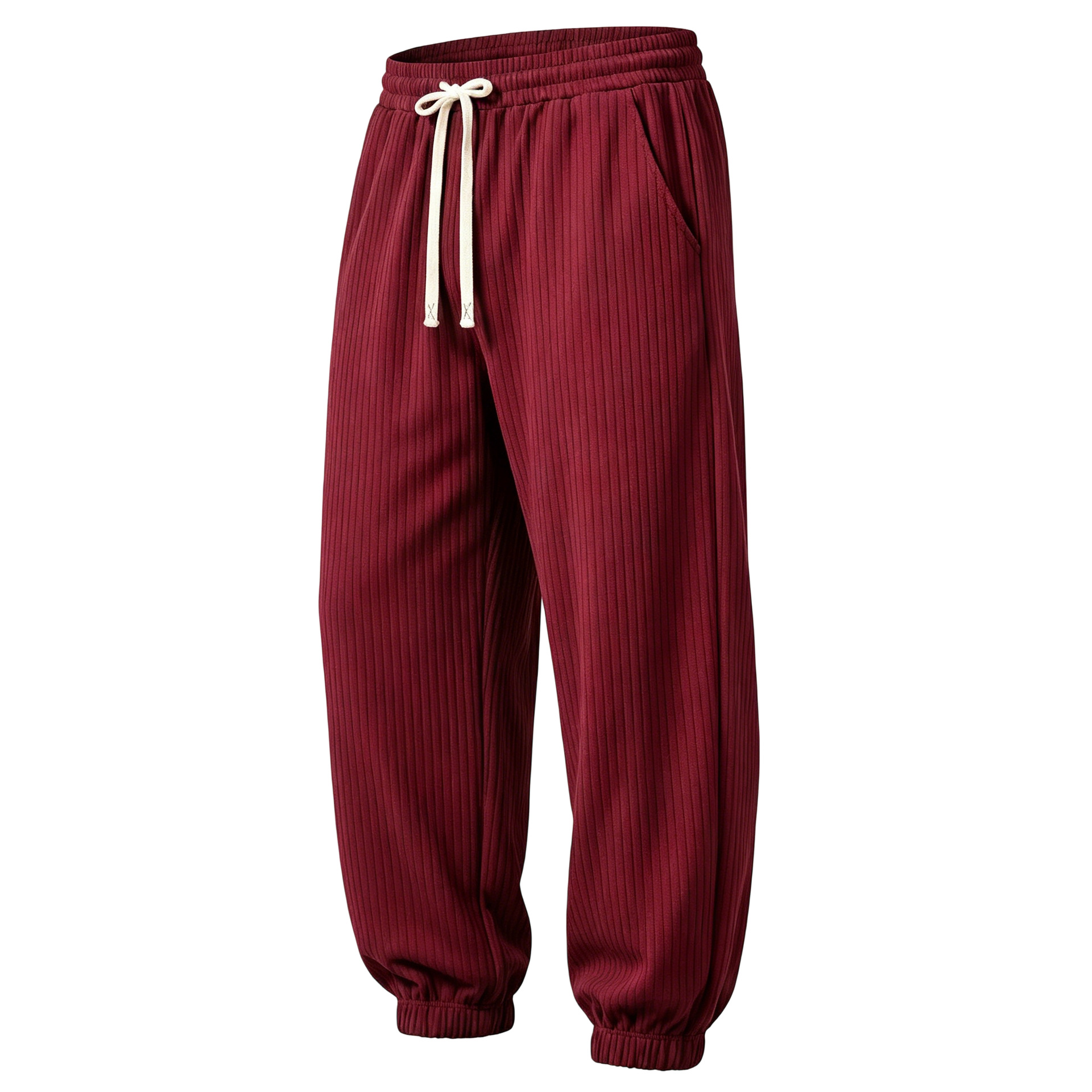 Men's Ribbed Jogger Sweatpants Loose Fit Drawstring Casual Pants Multi Color Versatile Drape Athletic Trousers Spring Summer Style_voghion.com
