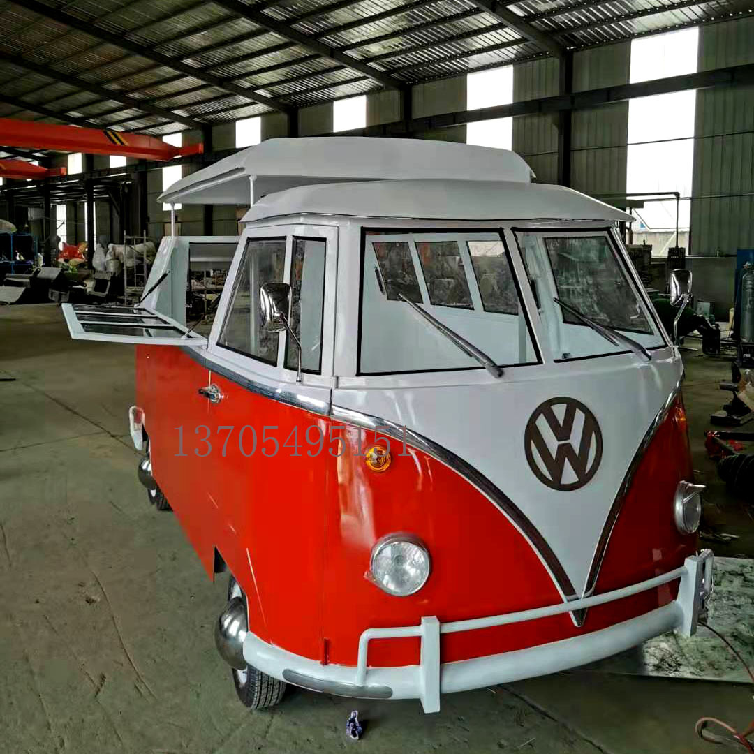 定做复古巴士铁艺模型移动大众t1餐车汽车车模型道具仿制真车早餐