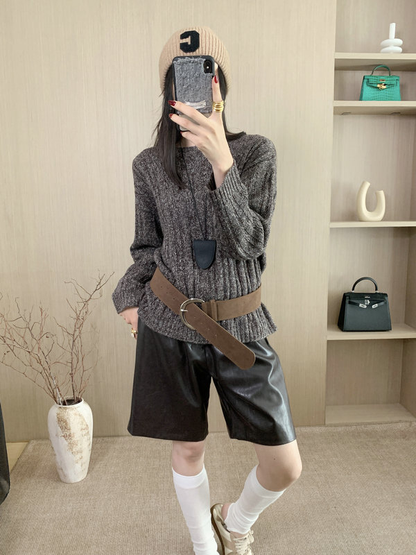 设计感慵懒风针织衫2025秋冬季新款简约坑条套头上衣百搭休闲毛衣|undefined