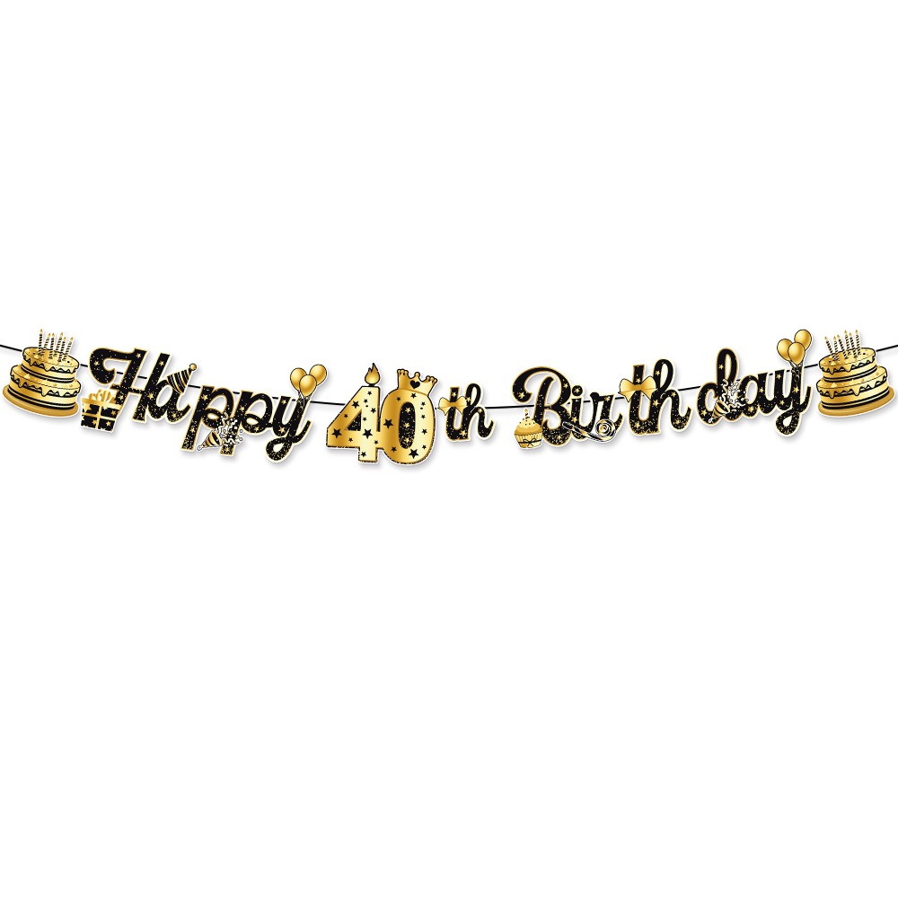 Happy 40th birthday tira de la bandera, J-0487-2