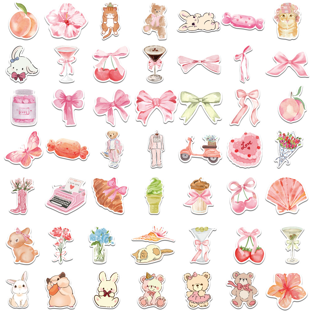 Cartoon, Bow Knot Pattern 1 Set Cartoon Bow Knot School Graduation PVC Princess Cute Stickers