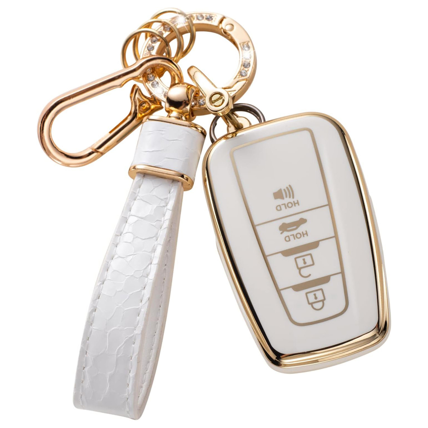 Cross-Border Hot-Selling Gold Edge Key Cover Pendant Car Key Bag Stone Pattern Keychain Amazon Hot Sale Wholesale