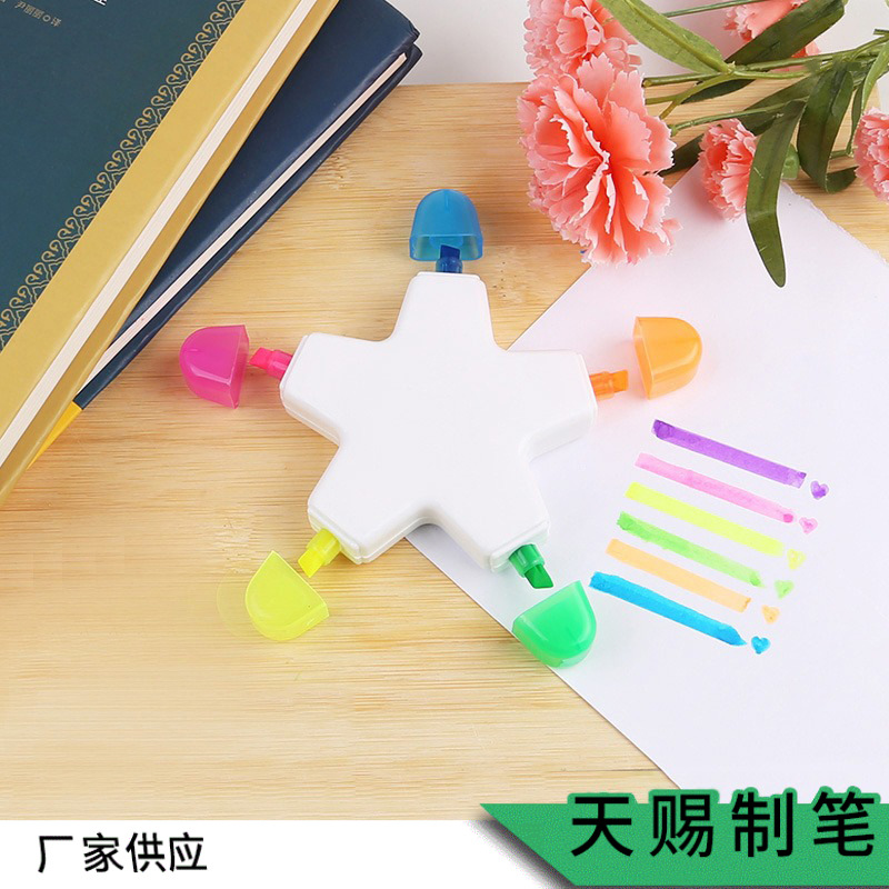 Nueva llegada estrella de cinco puntas pluma fluorescente color pizarra color pluma multicolor marcado pluma logotipo imprimible