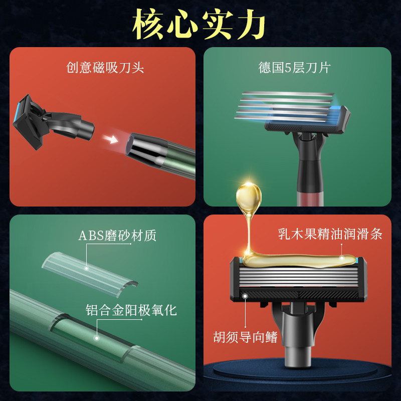 Huanxing shaver manual men's German 5-layer blade head awakening youth version razor home gift
