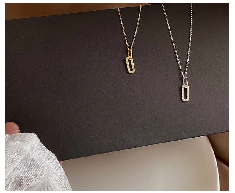 Zircon Inlay Material Pendant Necklace Classification 925 Sterling Silver Zircon Cable Chain Inlay Geometric Pendant Necklace