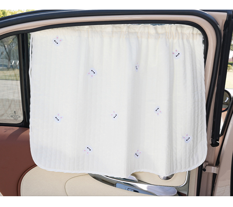 Blue Rain Car Curtain Cartoon Cute Car Sunshade Curtain Side Curtain Sunscreen Heat Insulation Telescopic Car Sunshade Side Block