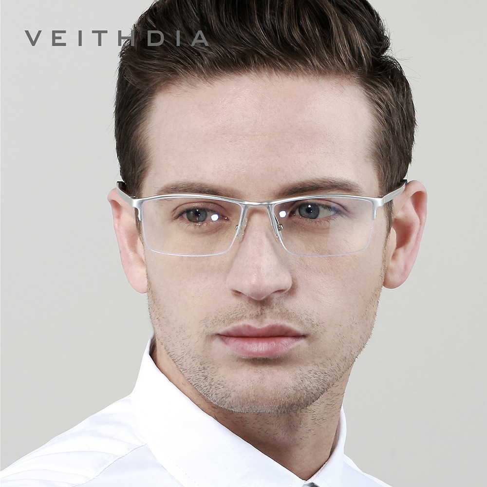 Marco de lente de miopía anti-luz azul medio marco de aluminio y magnesio marco cuadrado para hombres negocio simple al por mayor 8767