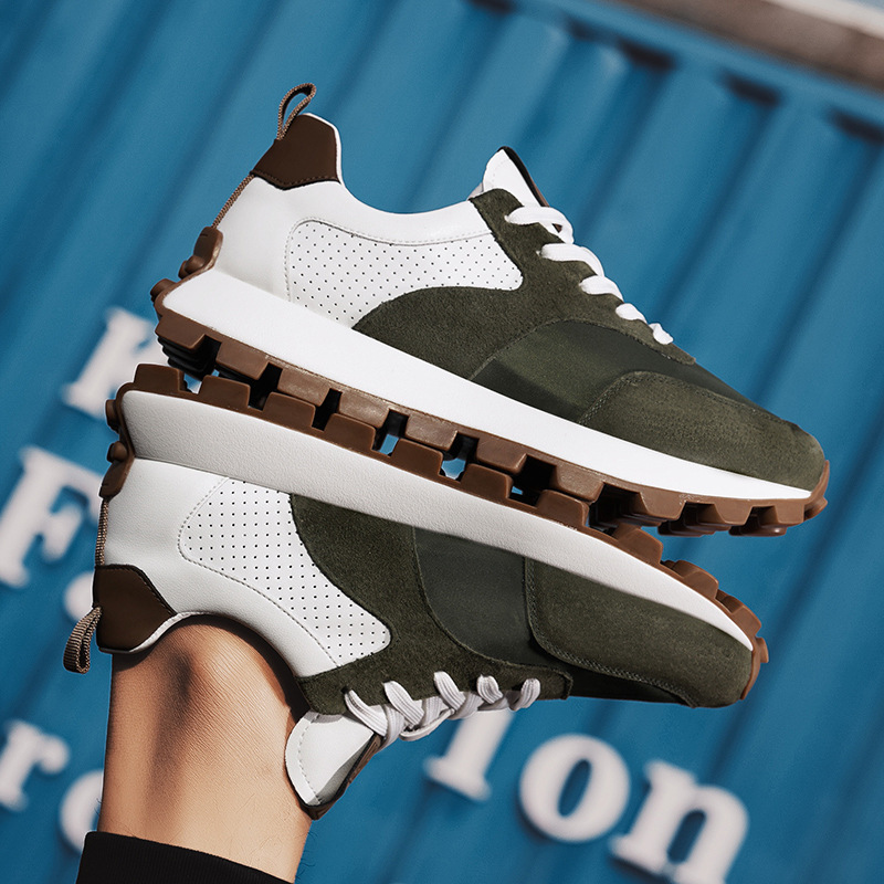 2025春季新款男鞋运动休闲阿甘男鞋日常百搭潮流男厚底皮面老爹鞋