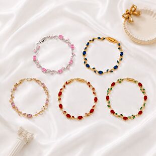 (Cross-border trading), copper bracelet, quality brand chain with zircon, micro incrustation, light luxury style, diamond encrusted