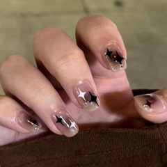 Starry halo ice-pure wear-on nails, high-end cute short nails, wearable beauty nails, detachable false nail sets, ready-to-use nail stickers