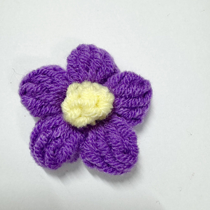现货手工钩织泡芙花毛线花朵服装辅料饰品胸花包包仿真花花束配件|undefined