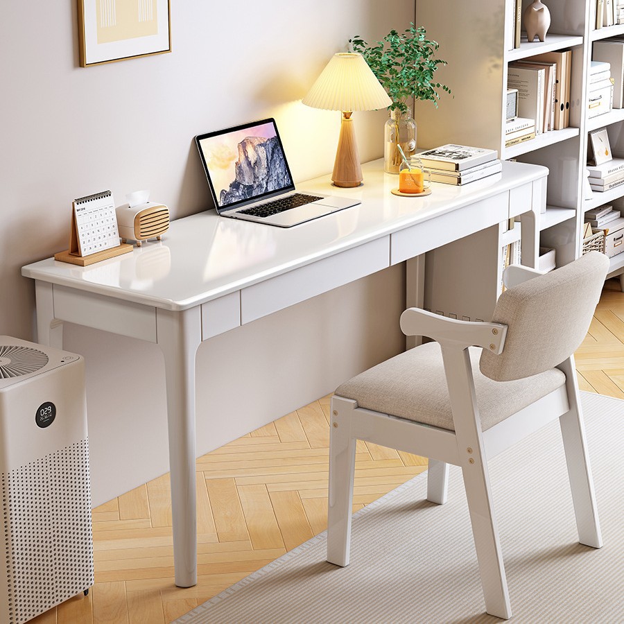 All-Solid Wood Narrow Desk for Bedroom, Small Apartment Study Desk, 40/45cm Wide Office Desk, Home Computer Desk