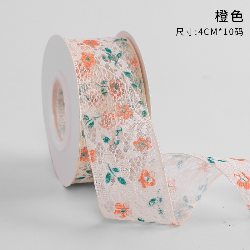 Cinta floral al por mayor 4cm borde dorado colorido ramo arco onda hilo llano cinta flor material de embalaje