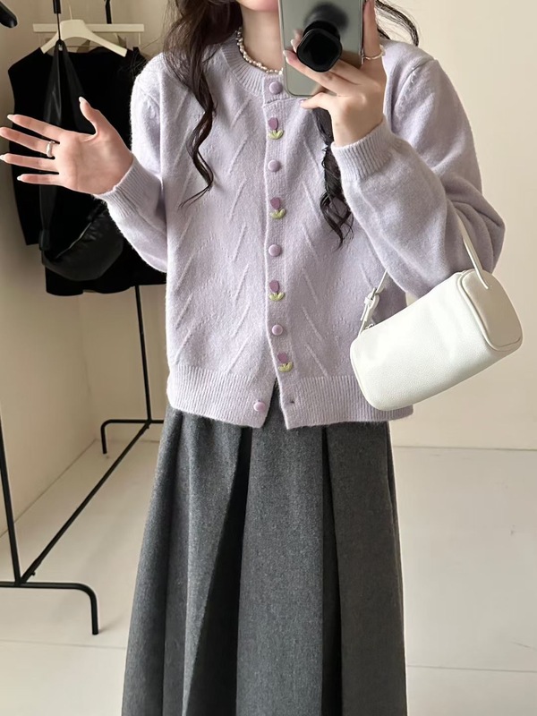 韩系温柔风针织开衫外套女2025新款初秋设计感小众宽松显瘦上衣|undefined