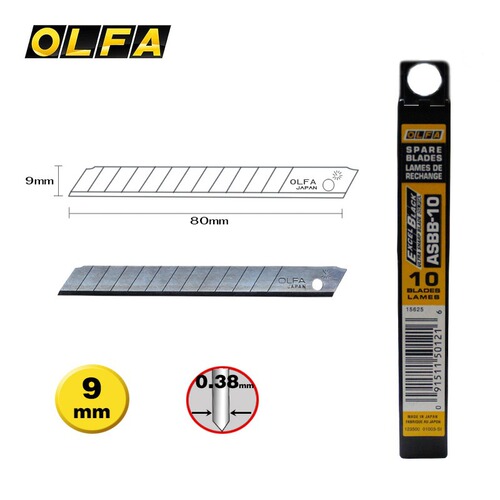 Japanese OLFA original ASBB-10 small black blade utility knife blade 9MM ultra sharp wallpaper knife blade 10-piece pack